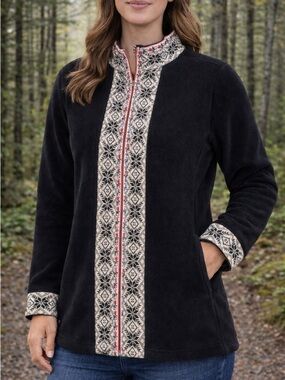 L.L. Bean Black Nordic Fleece Jacket – Full Zip – Size Large